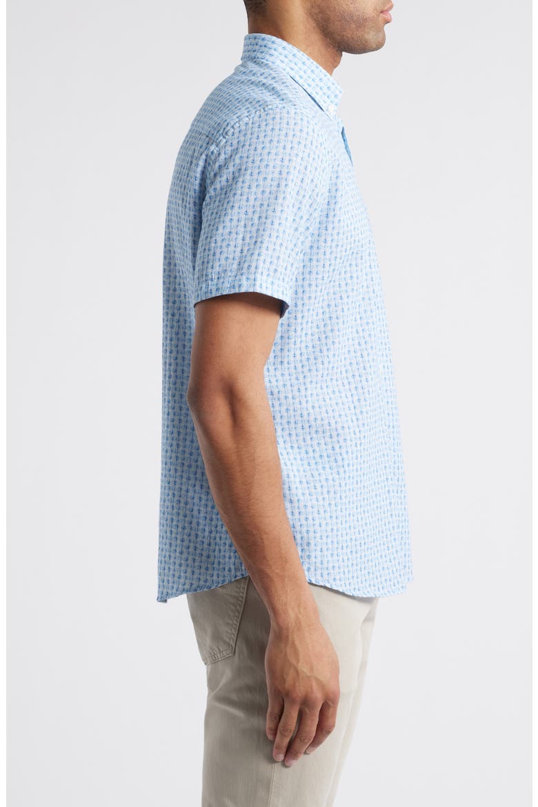 Illusion Print Short Sleeve Cotton Button-Down Shirt, Alternate, color, BLUE