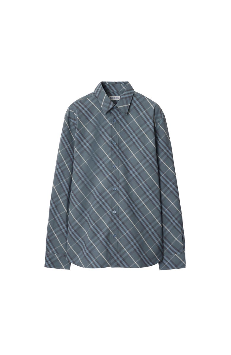 Burberry Regular Fit Check Cotton Shirt, Alternate, color, Pewter