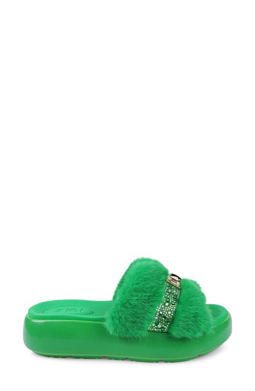 Zigi Finley Faux Fur Platform Sandal In Green