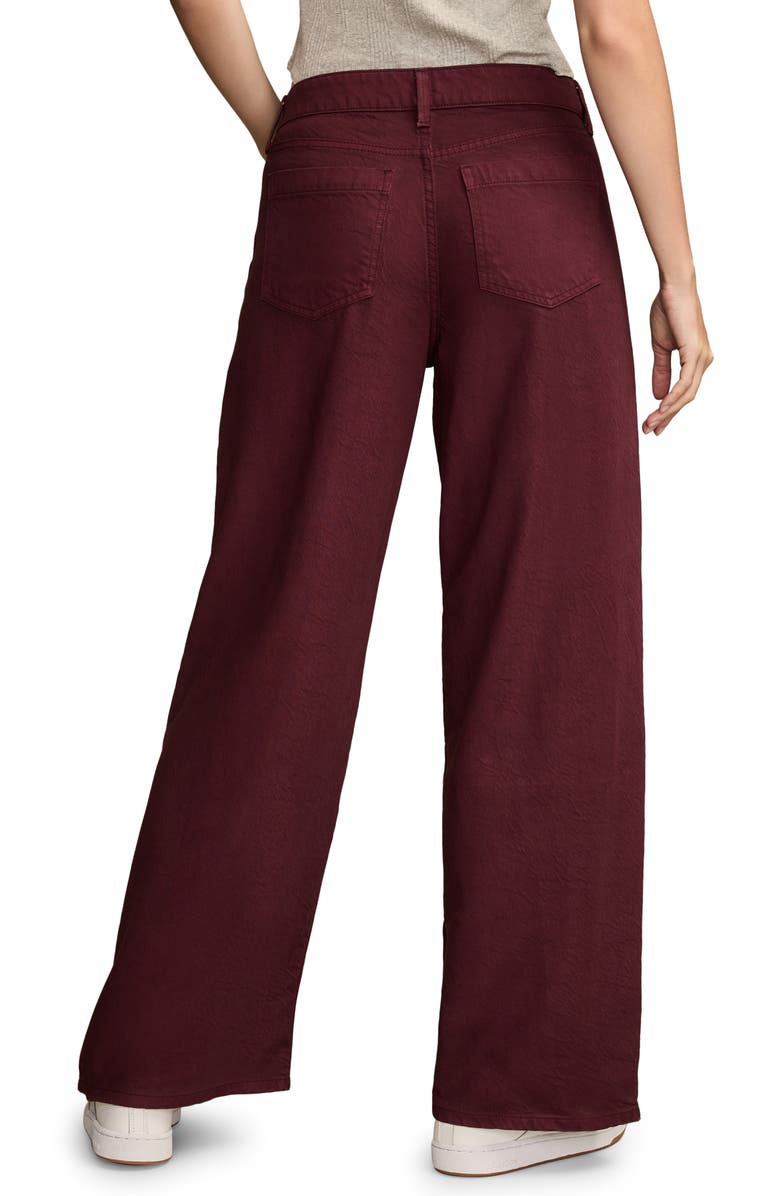 Lucky Brand Palazzo Pleated High Waist Wide Leg Jeans, Alternate, color, Vineyard Wine