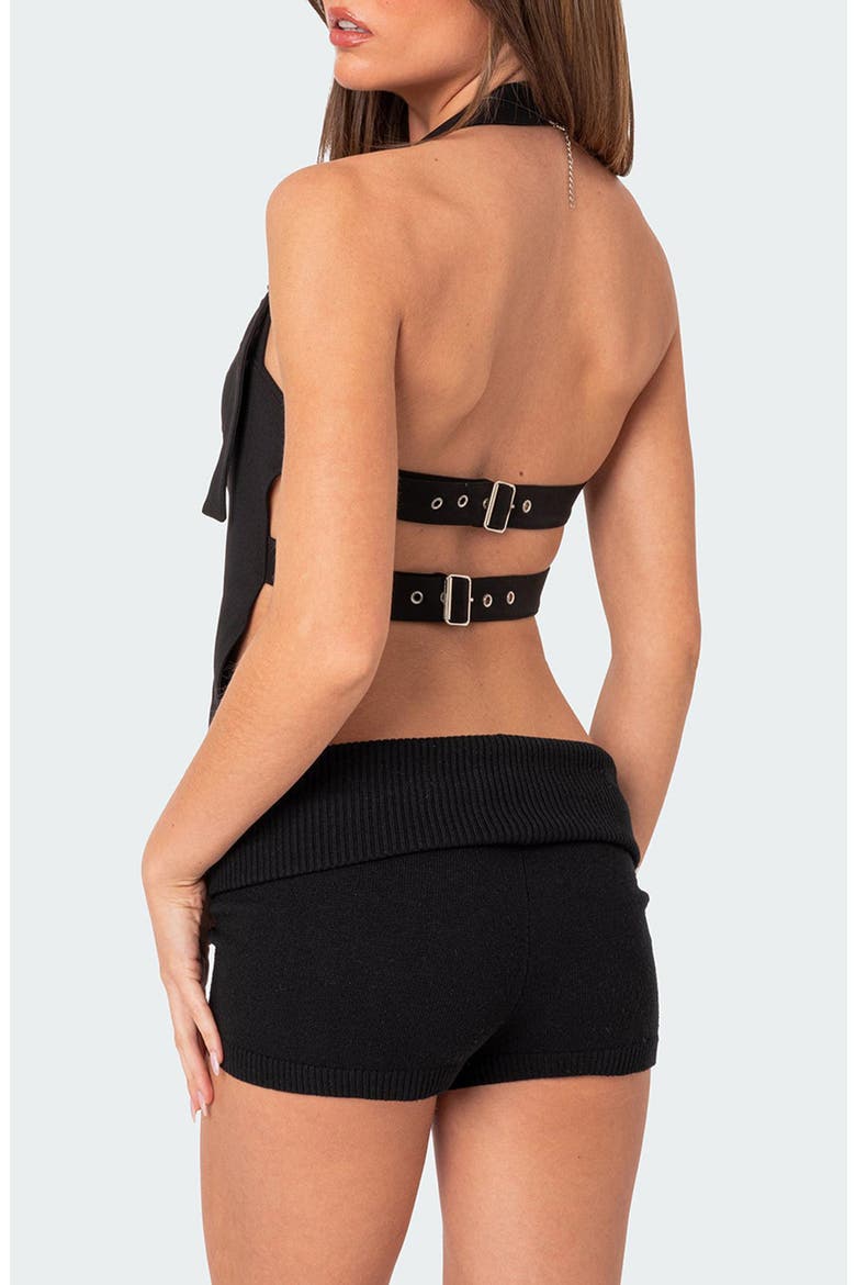 Buckle Strap Halter Top, Alternate, color, BLACK