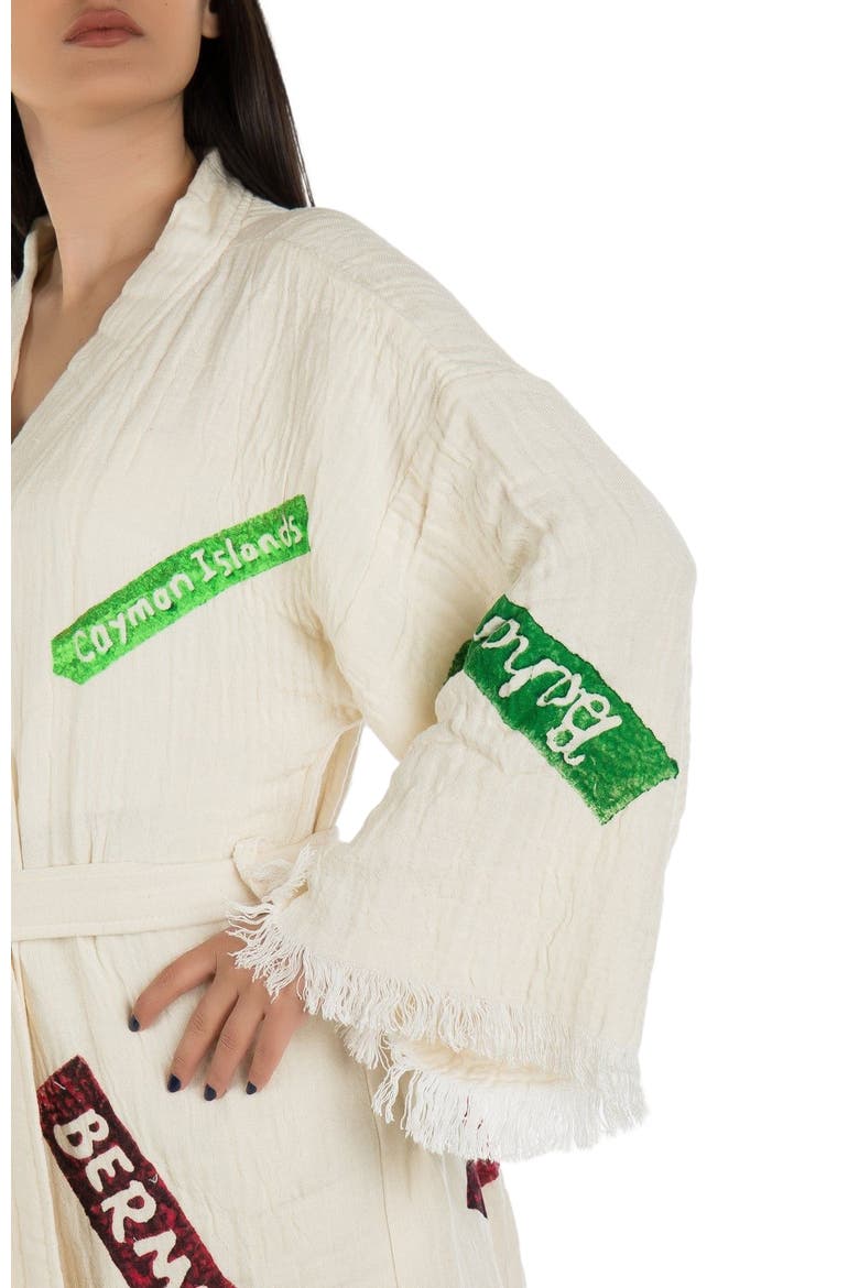 Arwen - Signage Pattern Handmade Cotton Robe Cover-Up, Alternate, color, Off-White