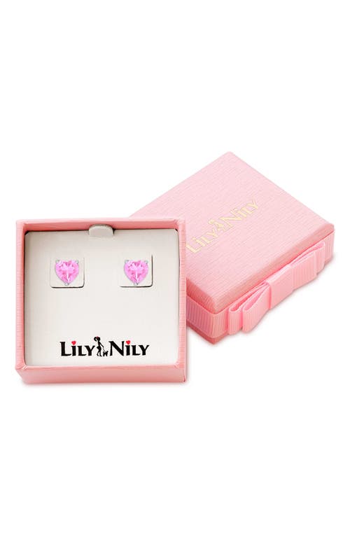Lily Nily Kids' Cubic Zirconia Heart Stud Earrings In Metallic
