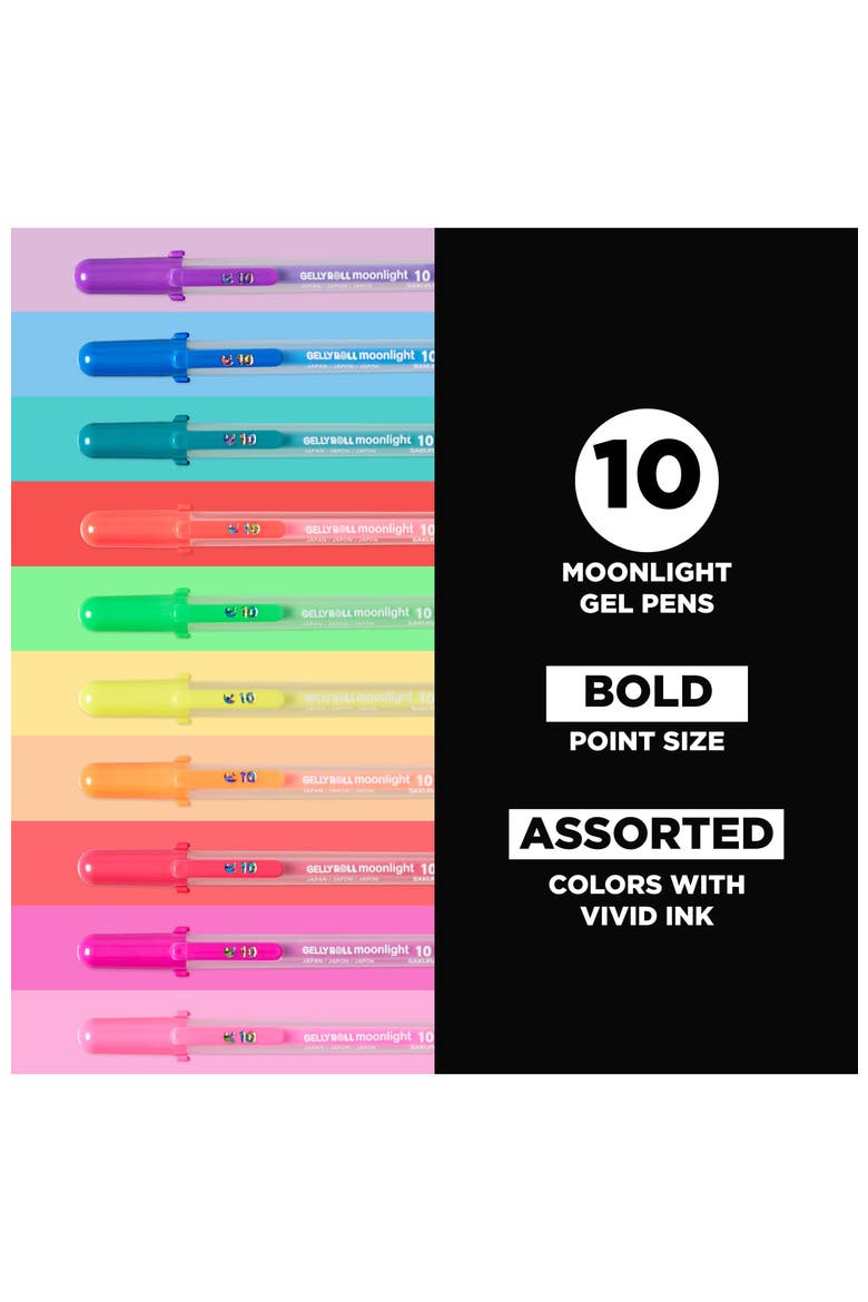 Gelly Roll Moonlight Pen Set, 1 mm Bold Tip, Assorted Colors, Pack of 10, Alternate, color, Multicolor