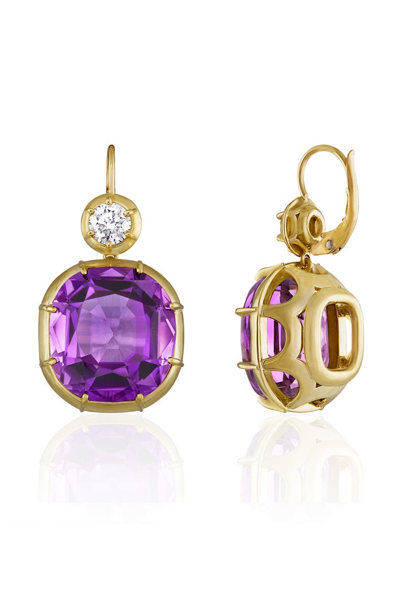 Imperial Amethyst & Diamond Drop Earrings, Alternate, color, AM 18KYG