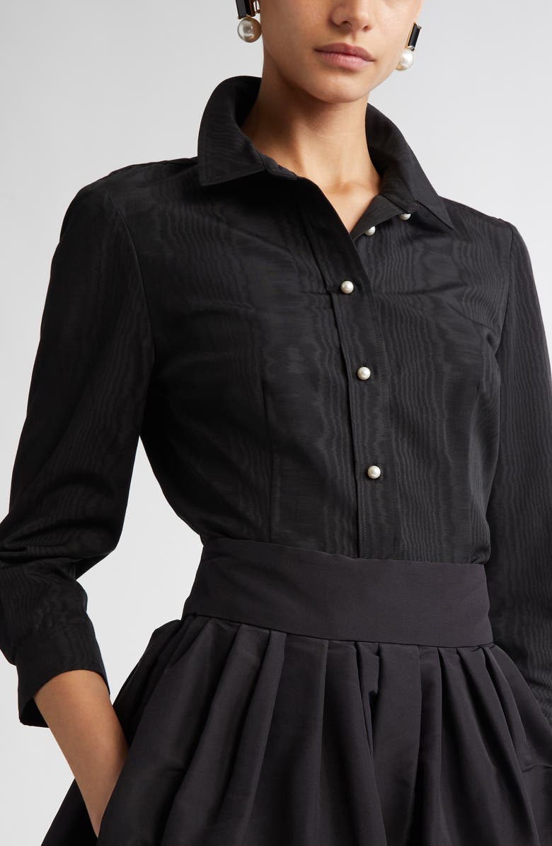 Carolina Herrera Icon Moiré Button-Up Shirt, Alternate, color, 
