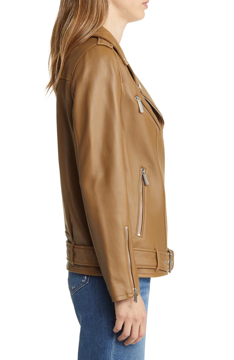 Michael Kors Oversize Moto Jacket, Alternate, color, Husk