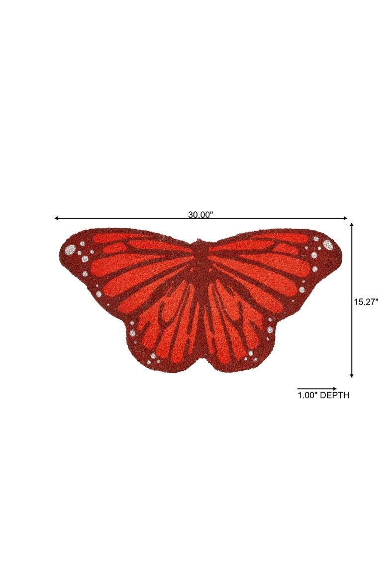 Butterfly Non-Slip Coir Door Mat Everyday Use Orange Rug, Alternate, color, Orange