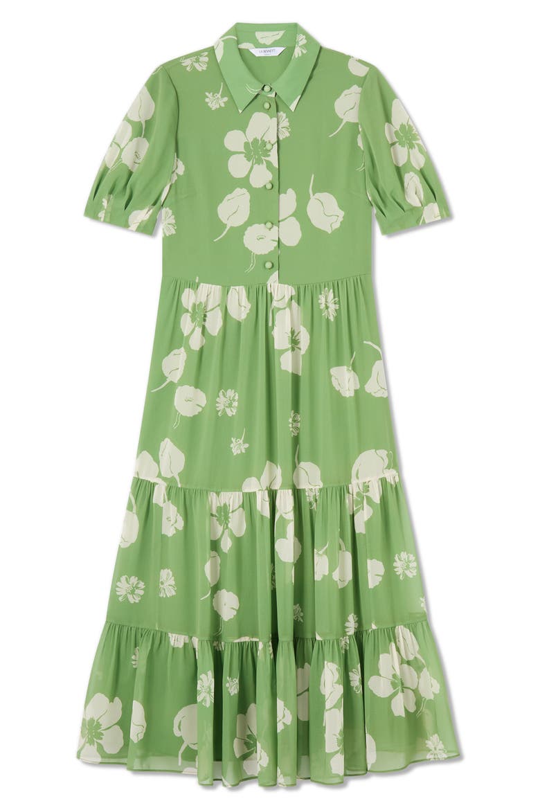 Rumi Floral Tiered Dress, Alternate, color, DARK GREEN