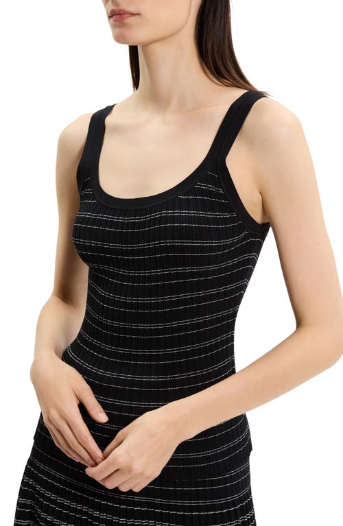 Theory Ribbed Contrast Stripe Tank In Black