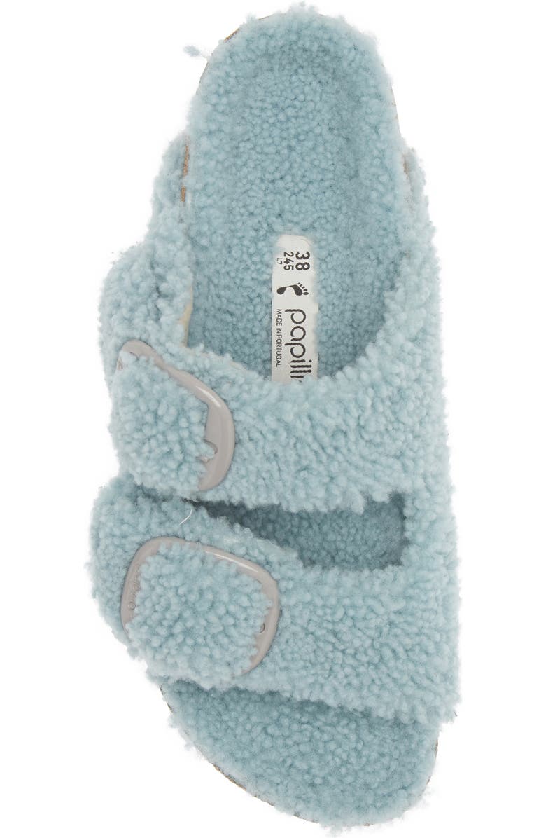 Birkenstock Papillio by Birkenstock Arizona Big Buckle Genuine Shearling Slide Sandal, Alternate, color, Blue