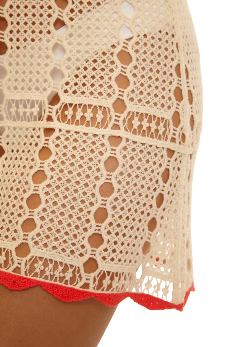 Becca Shoreline Open Stitch Cover-Up Minidress, Alternate, color, Natural