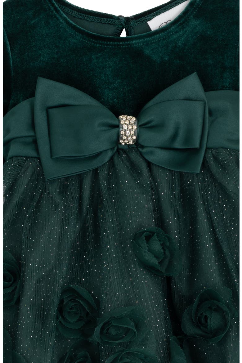 Velvet & Soutache Party Dress & Bloomers, Alternate, color, HUNTER