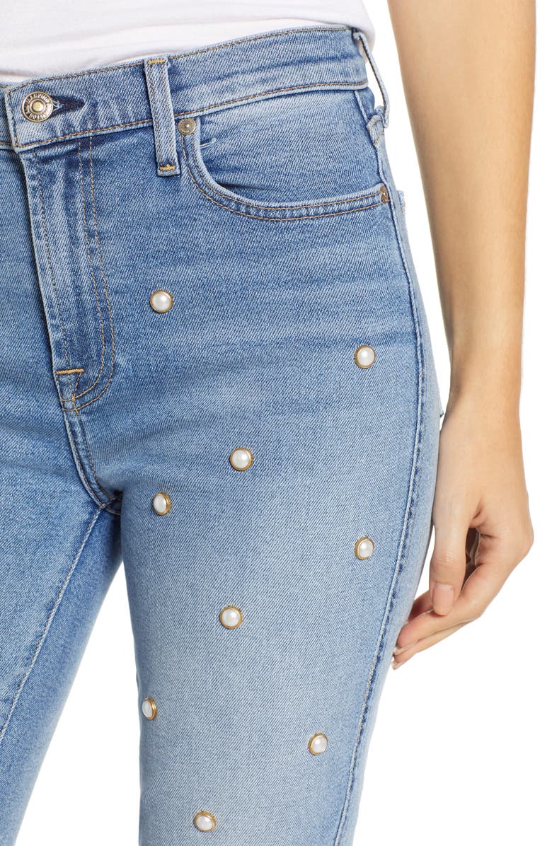 7 For All Mankind <sup>®</sup> Edie Faux Pearl Detail Ankle Jeans, Alternate, color, 
