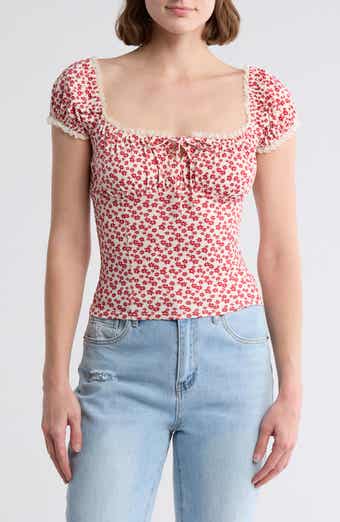 Lush Lace Trim Cap Sleeve Top