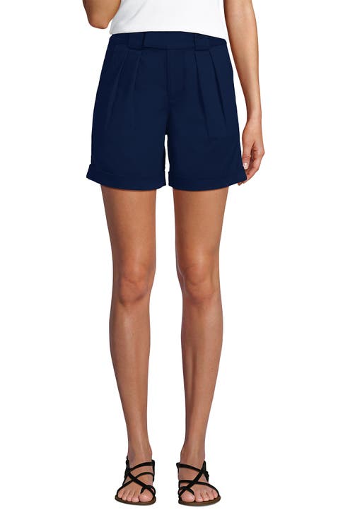 Chino High Rise Pleated 7" Shorts