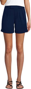 Lands' End Chino High Rise Pleated 7" Shorts