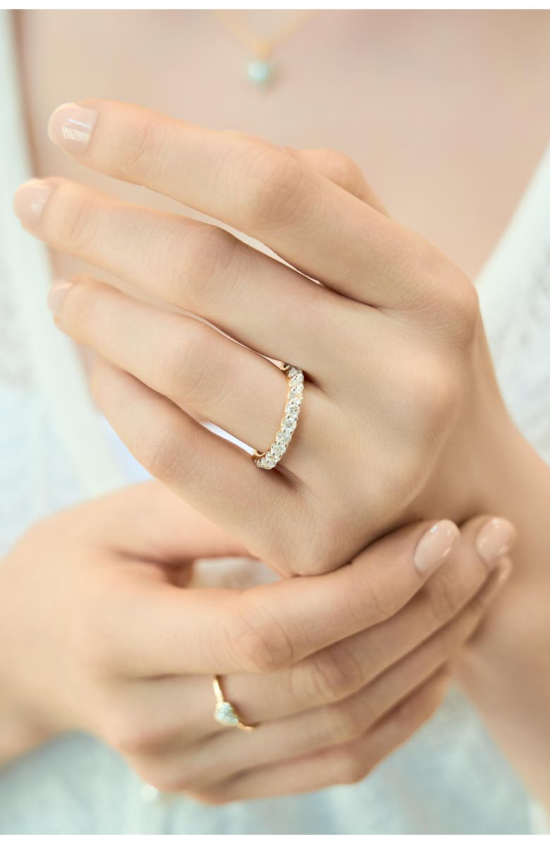 LuvMyJewelry Aria 14K Gold Round Diamond Studded Half Eternity Band Ring - 1 ct, Alternate, color, 14K Yellow Gold