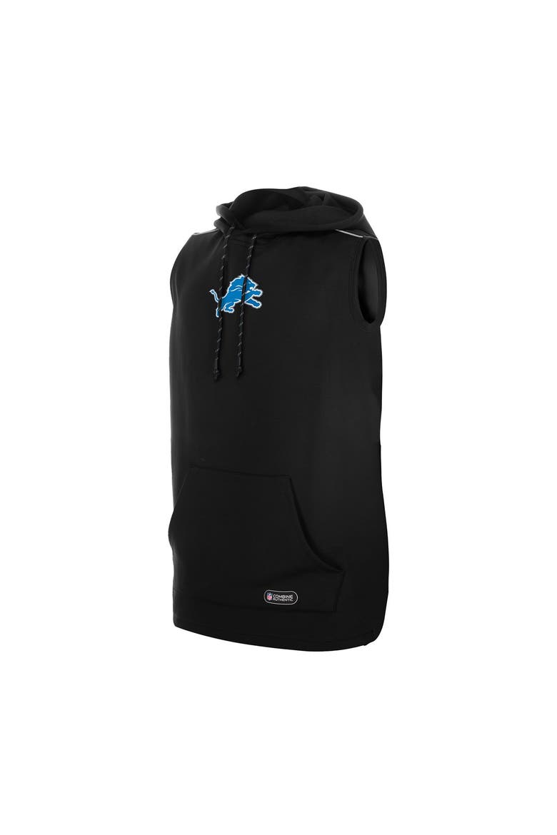 Men's New Era  Black Detroit Lions Combine Sleeveless Hoodie, Alternate, color, Black