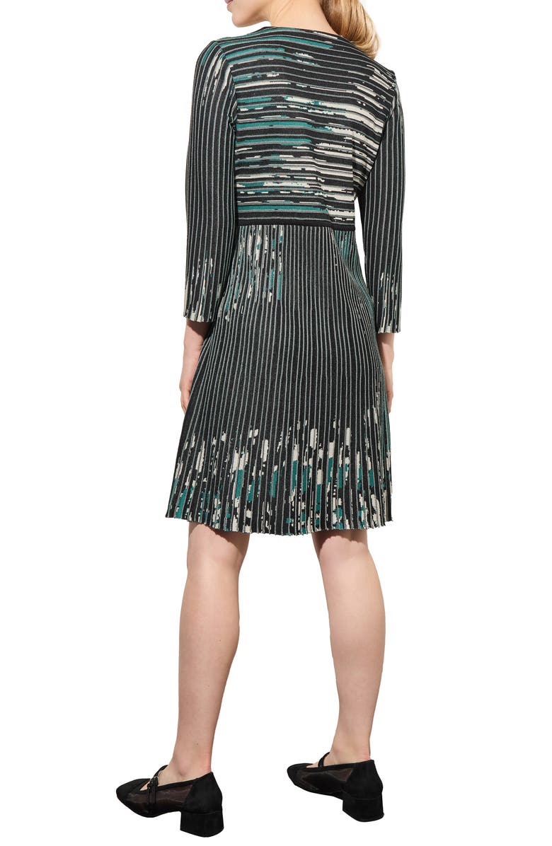 Ming Wang Stripe Jacquard Sweater Dress, Alternate, color, Forest/Lm/Bk