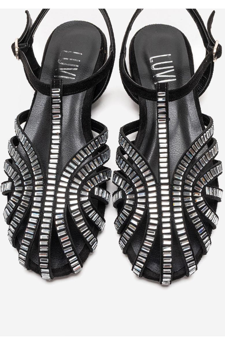Prologue Shoes Lavina Embellished Sandal, Alternate, color, Black Suede