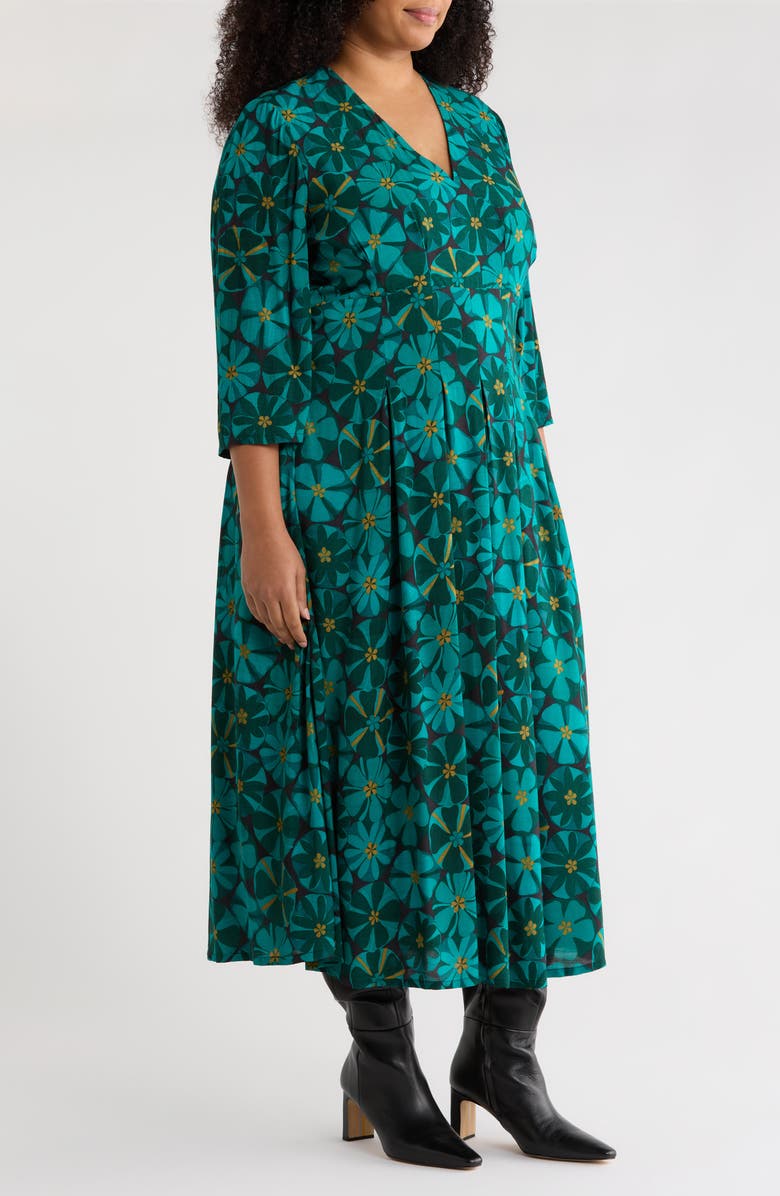 Seasalt Cornwall Etta Floral Pleated Midi Dress, Alternate, color, Handicraft Flowers Onyx