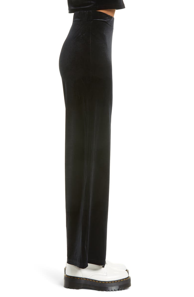 Topshop Wide Leg Velour Pants, Alternate, color,