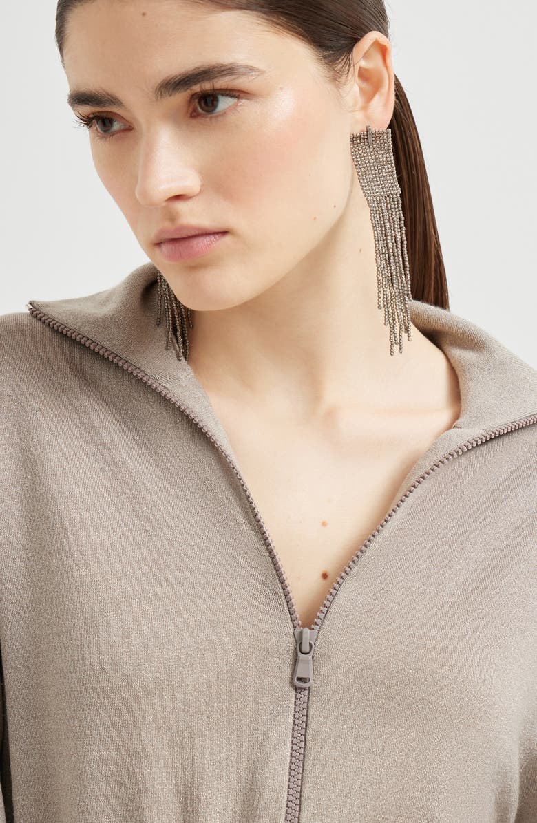 Brunello Cucinelli Lightweight knit cardigan, Alternate, color, Camel