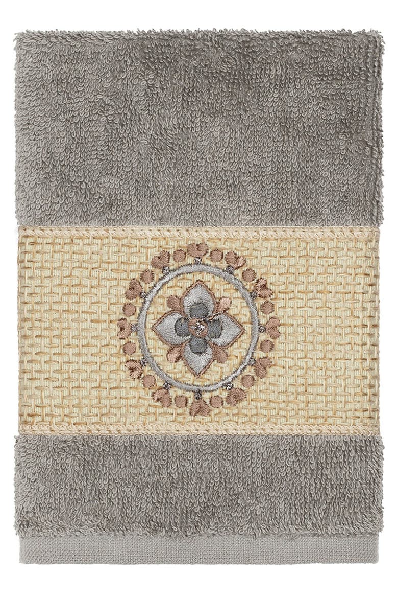 Isabelle 3-Piece Embellished Towel Set - Dark Grey, Alternate, color, DARK GREY