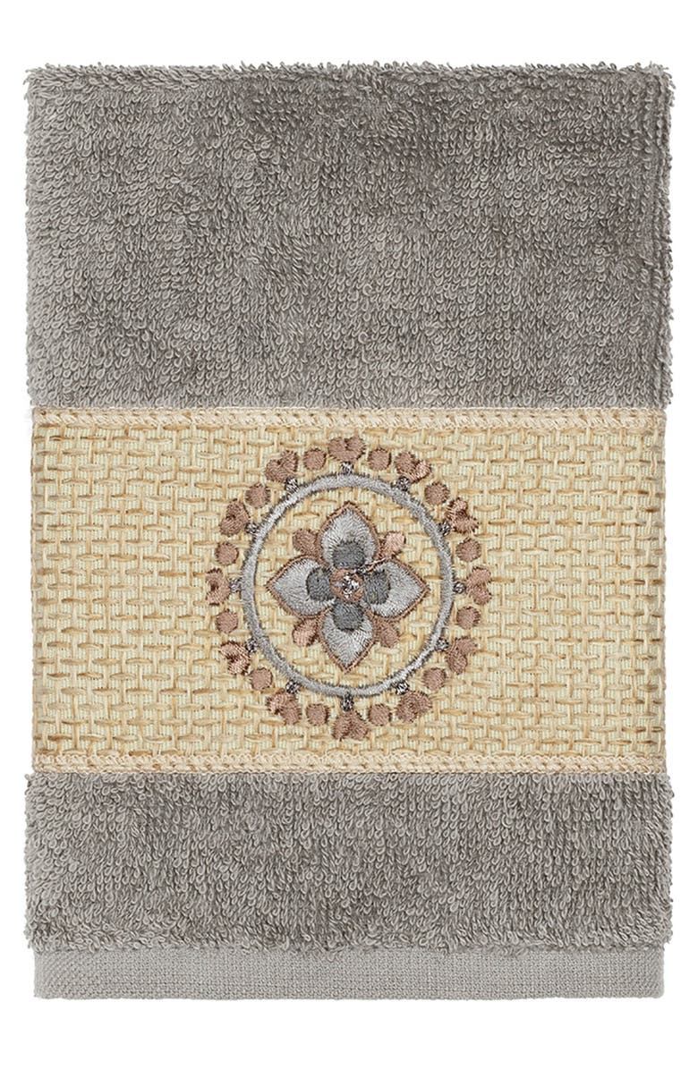 Linum Home Textiles Isabelle 3-Piece Embellished Towel Set - Dark Grey, Alternate, color, Dark Grey