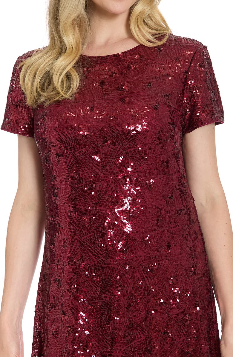London Times Sequin Shift Dress, Alternate, color, Wine/ Wine