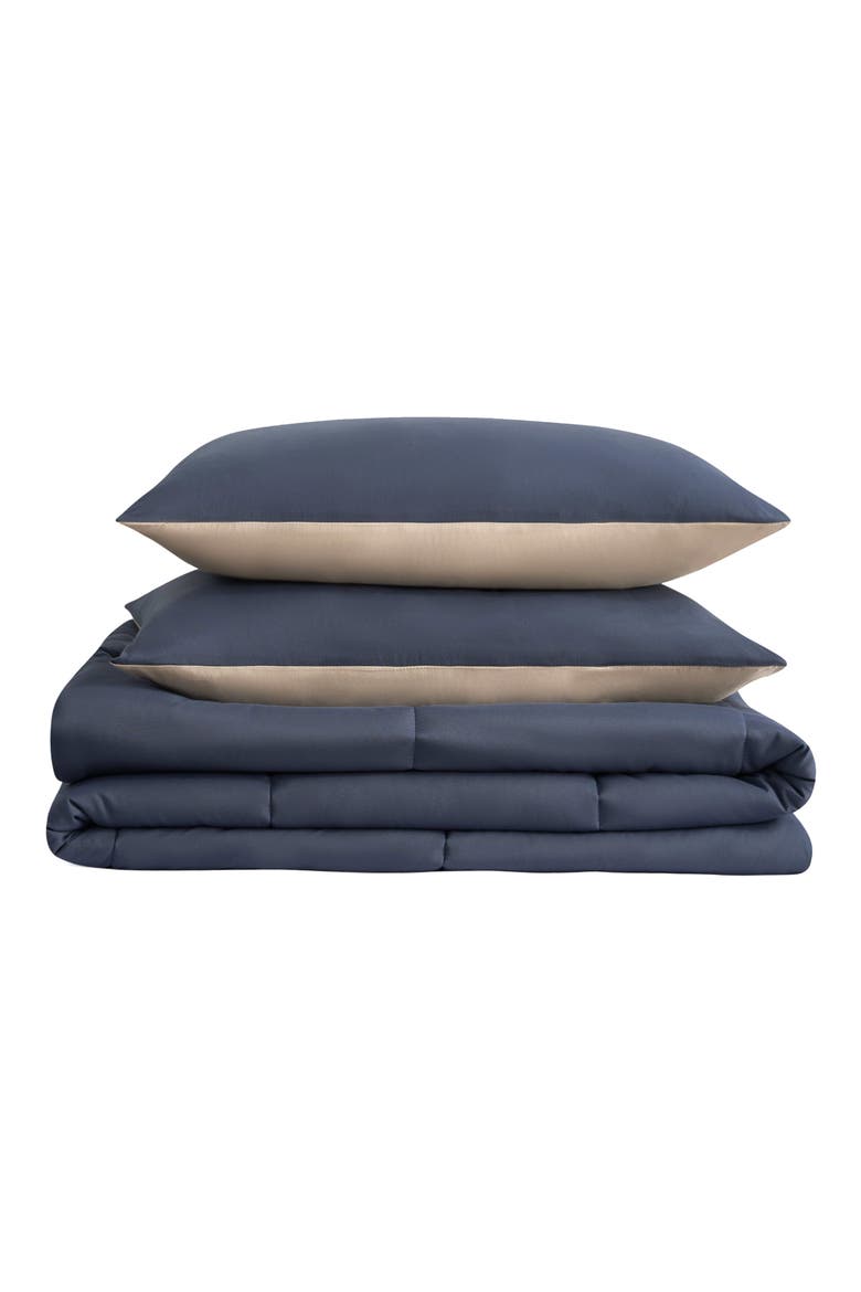 Reversible Comforter Set, Main, color, BLUE/ TAN
