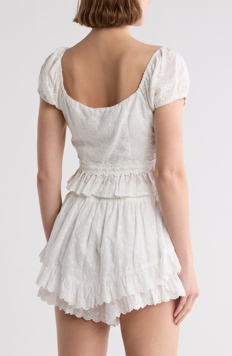 Lush Puff Sleeve Eyelet Top, Alternate, color, White