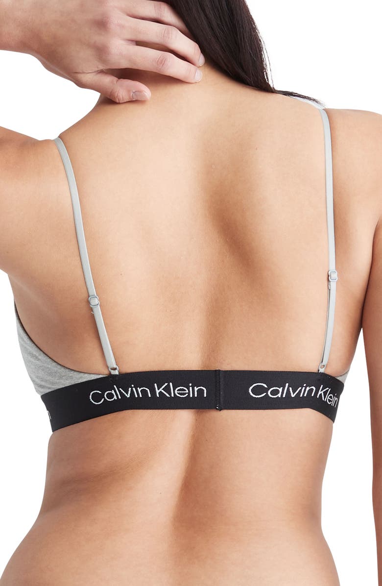 Calvin Klein 1996 Unlined Stretch Cotton Bralette, Alternate, color, Grey Heather