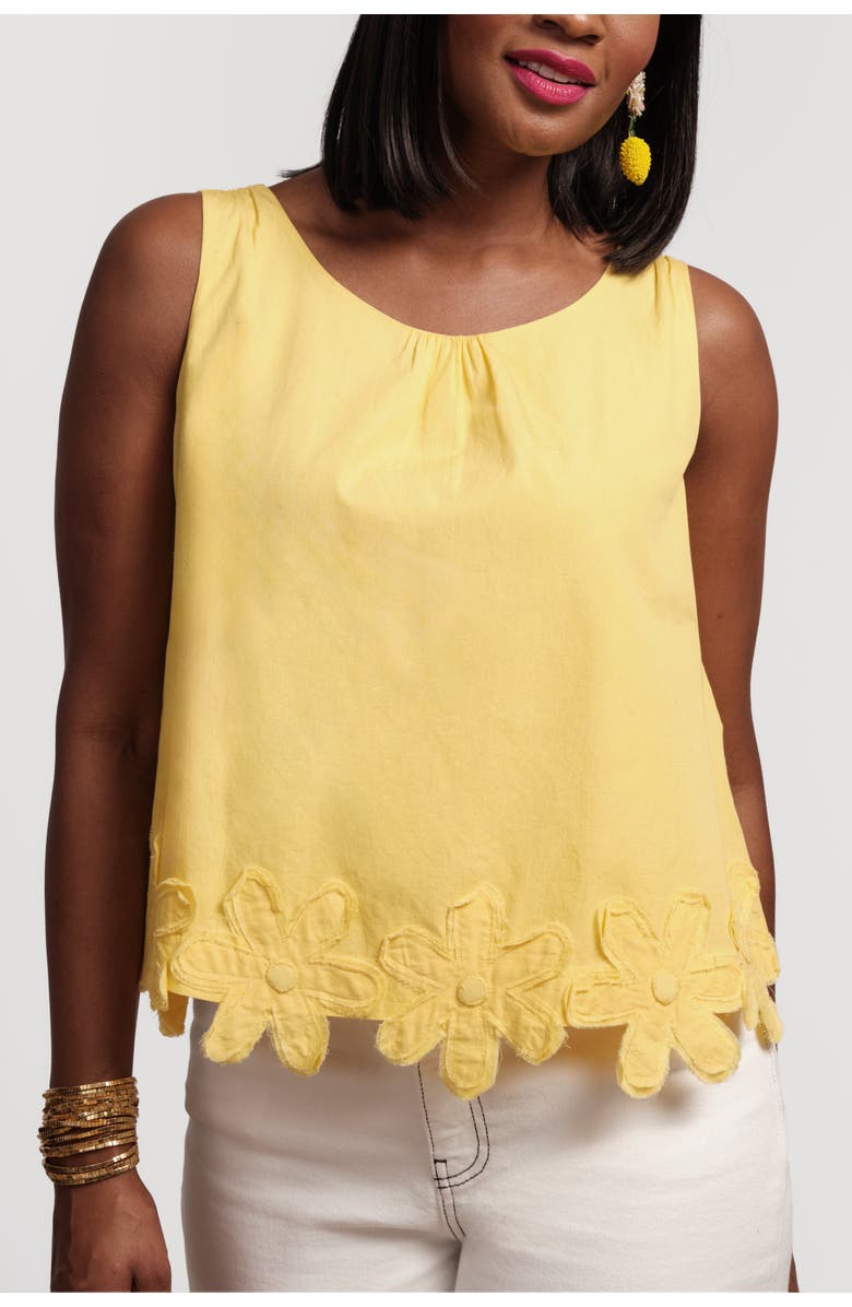 Frances Valentine Zennia Flower Hem Tank, Main, color, Yellow