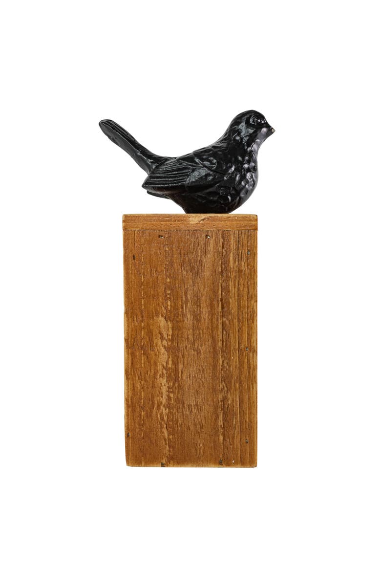 Black Bird Figure Cast Iron Wood & MDF, Main, color, Black