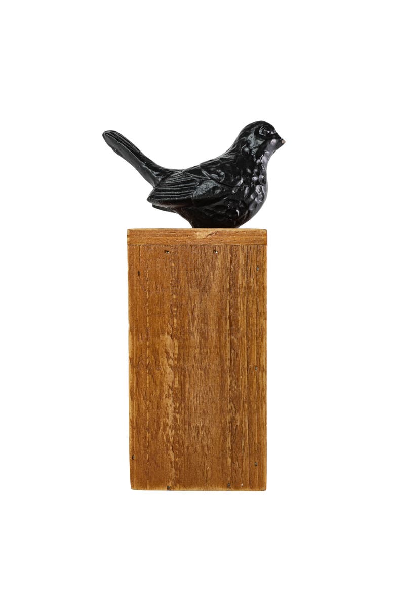 Foreside Home and Garden Black Bird Figure Cast Iron Wood & MDF, Main, color, Black