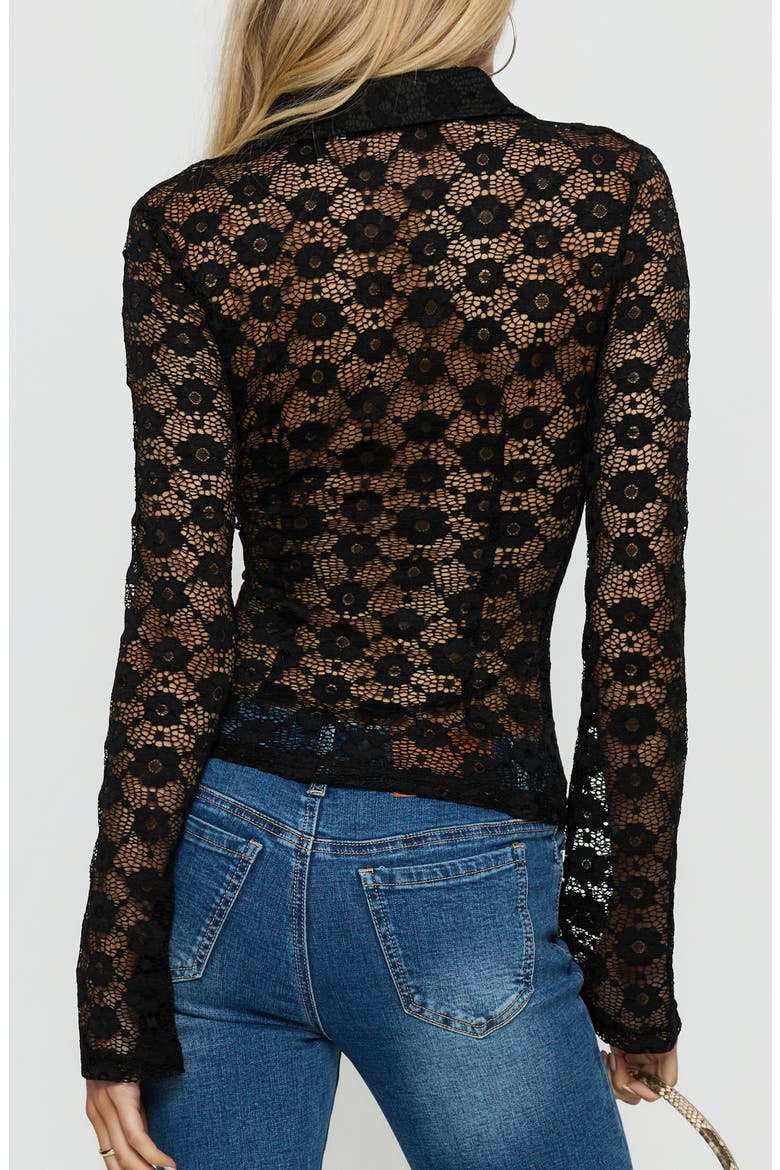 Enisa Long Sleeve Button-Up Lace Top, Alternate, color, BLACK