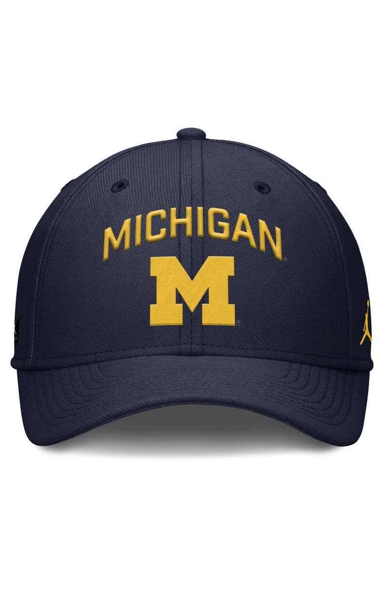 Jordan Brand Men's Jordan Brand Navy Michigan Wolverines 2025 On-Field Rise Performance Flex Hat, Alternate, color, 