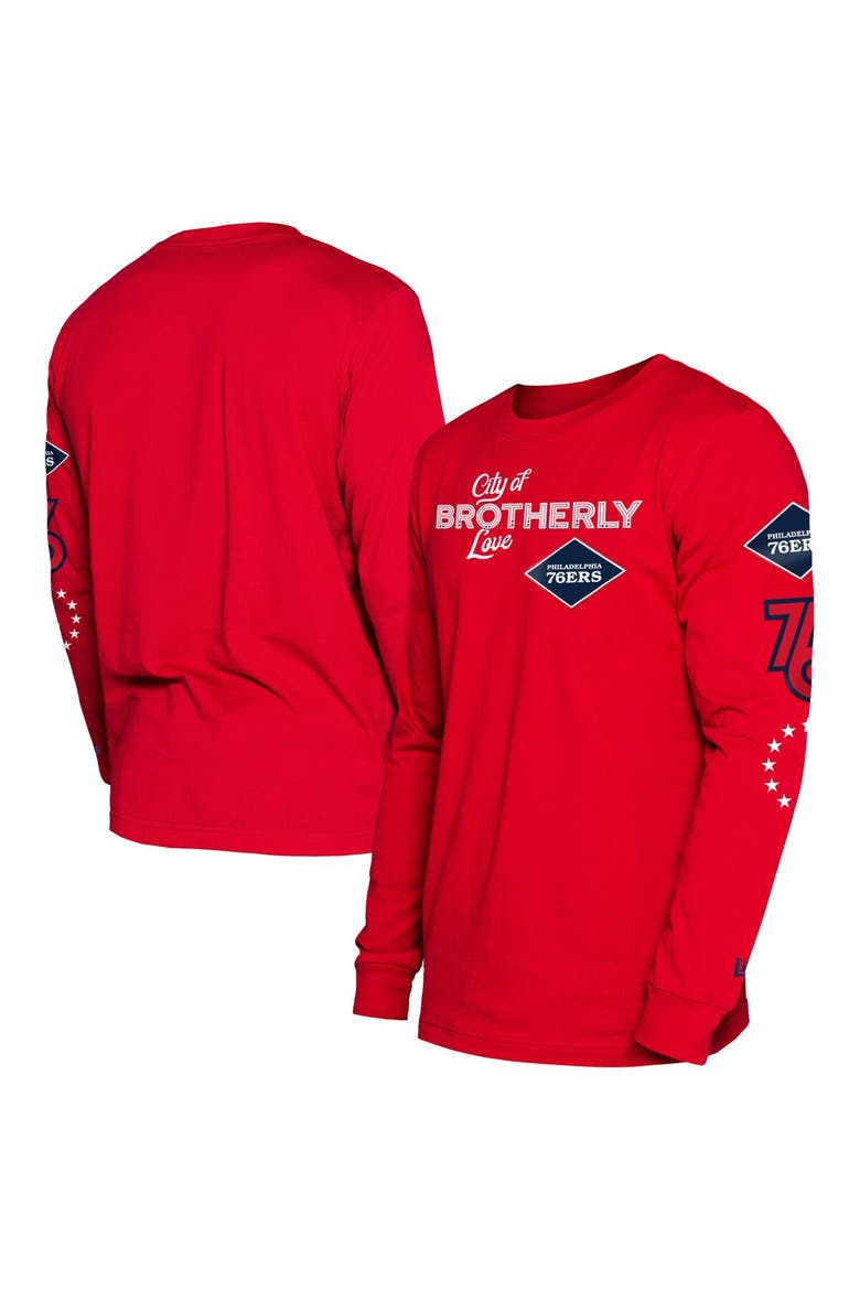 Men's New Era Red Philadelphia 76ers 2023/24 City Edition Long Sleeve T-Shirt, Main, color, Red