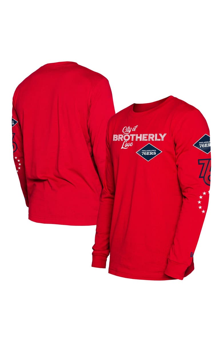 New Era Men's New Era Red Philadelphia 76ers 2023/24 City Edition Long Sleeve T-Shirt, Main, color, 