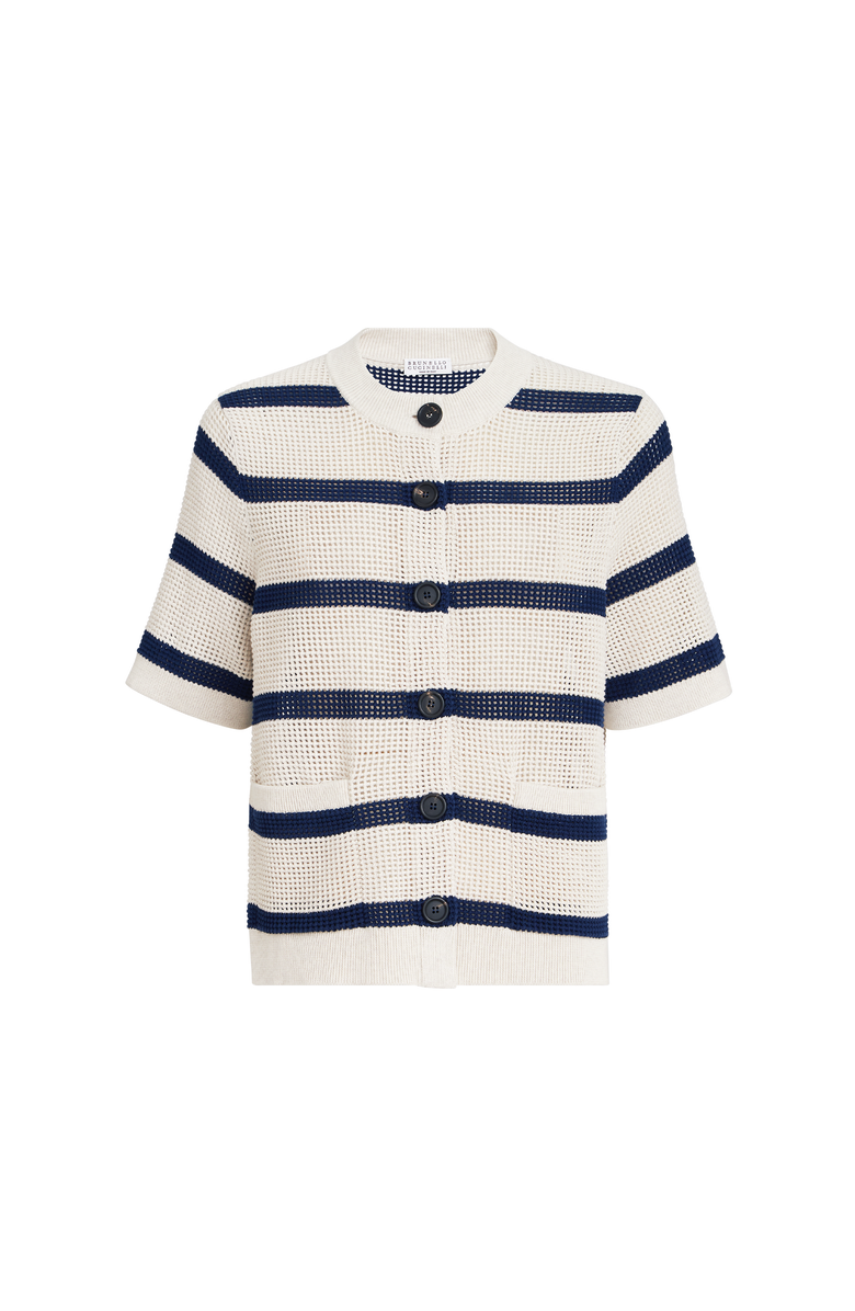 Brunello Cucinelli Striped cardigan, Alternate, color, Blue