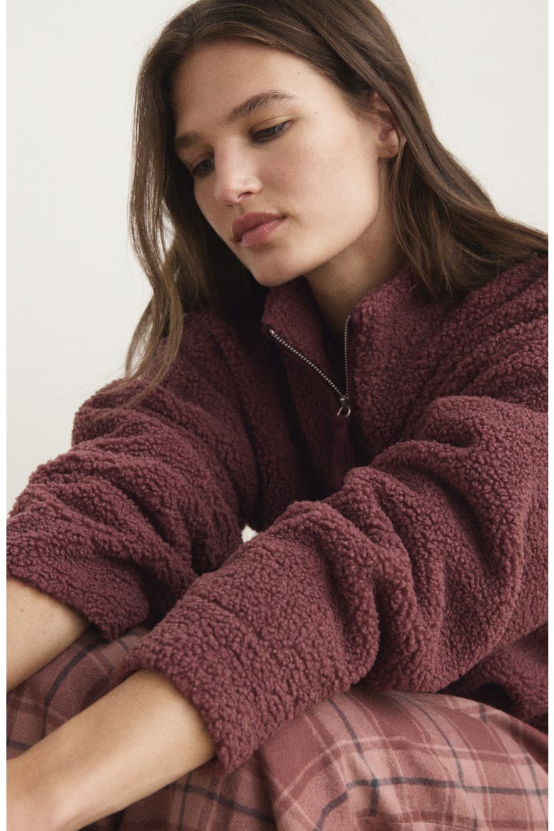 Oversize High Pile Fleece Half Zip Pullover, Alternate, color, RUSSET
