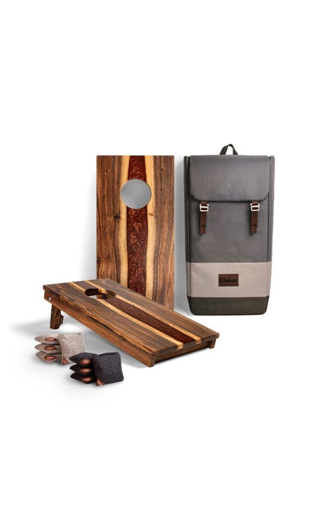 1ft x 2ft One of a Kind Blue Pearl Epoxy Resin Wood Compact Travel Cornhole Board Set