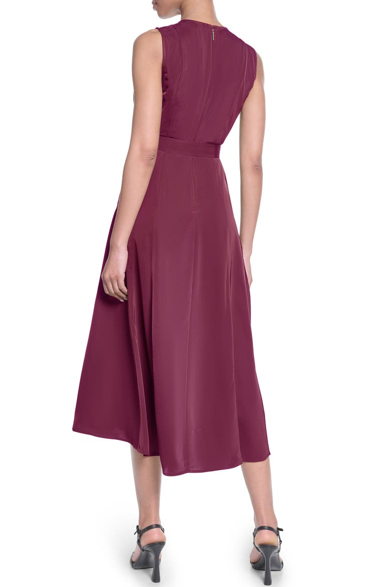 Belted Sleeveless Midi Dress, Alternate, color, PORT