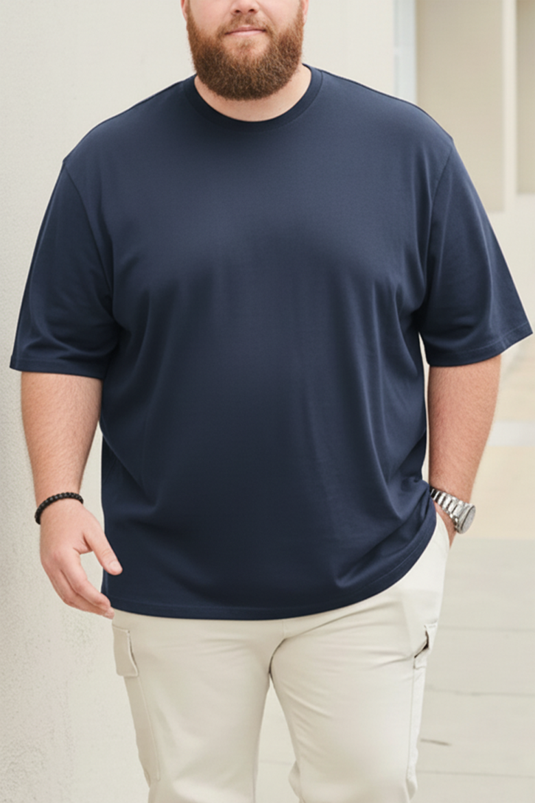 Men’s Big and Tall T-Shirt with Premium Organic Cotton T-Shirt Classic Crew Neck Short Sleeve Tee, Main, color, Navy