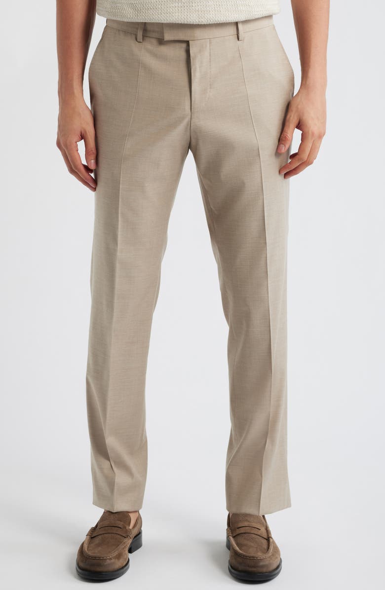 BOSS Huge Slim Fit Peak Lapel Wool Blend Mélange Suit, Alternate, color, Light Beige