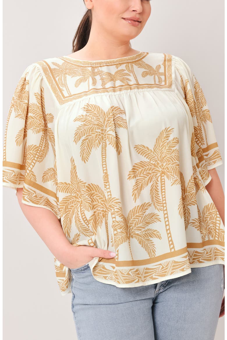 Palm Tree Print Top, Alternate, color, IVORY