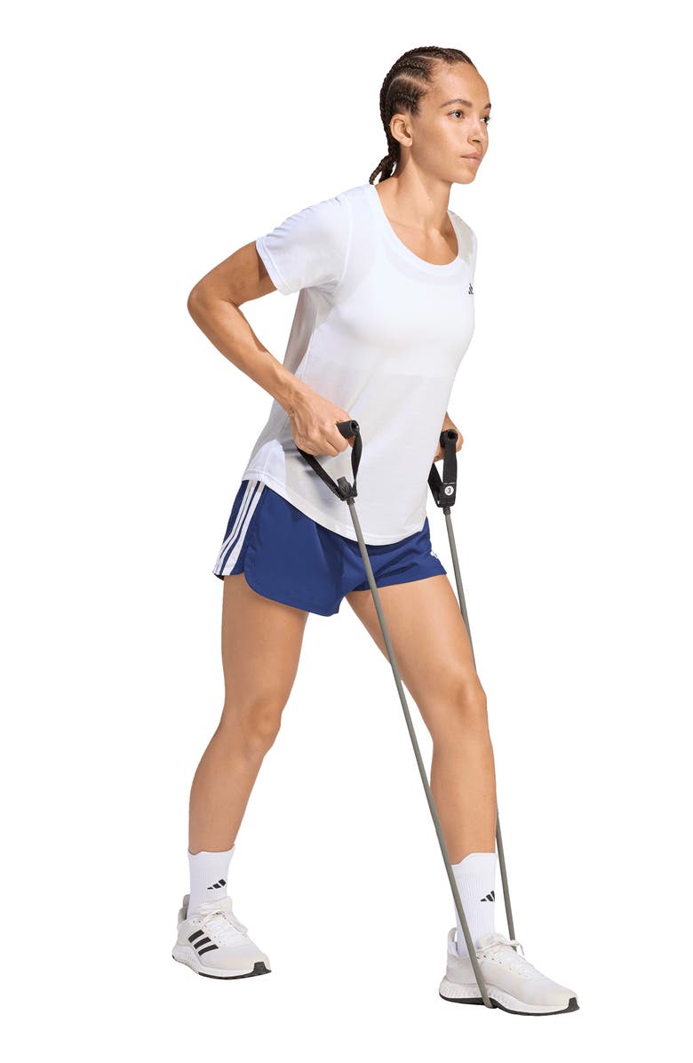 adidas Pacer High Waist Climacool Shorts, Alternate, color, Dark Blue/ White