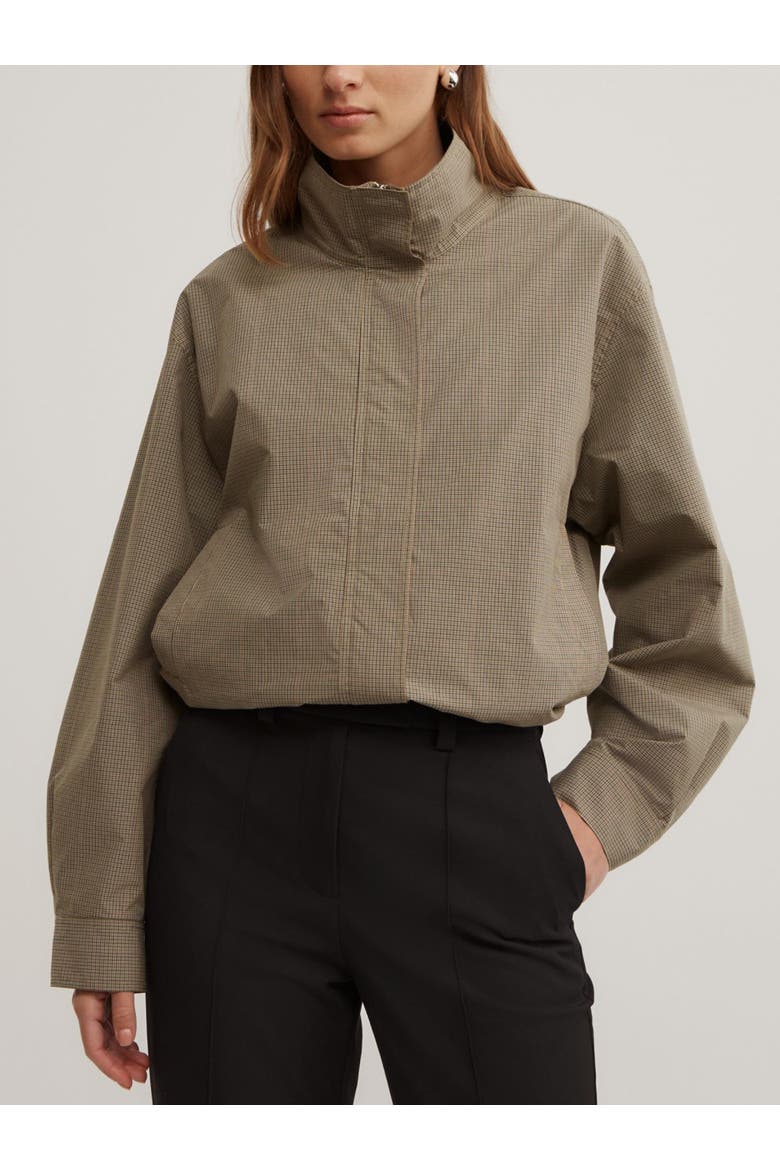 Funnel Zip Through Checked Jacket, Main, color, Neutral Check
